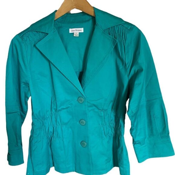 Joan Rivers Turquoise Fitted Jacket - Blazer Size Small - Picture 1 of 4